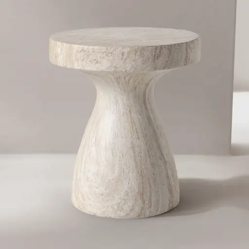 Tabouret - table basse, 40x40x45, résine aspect travertin beige mat, Mesa   