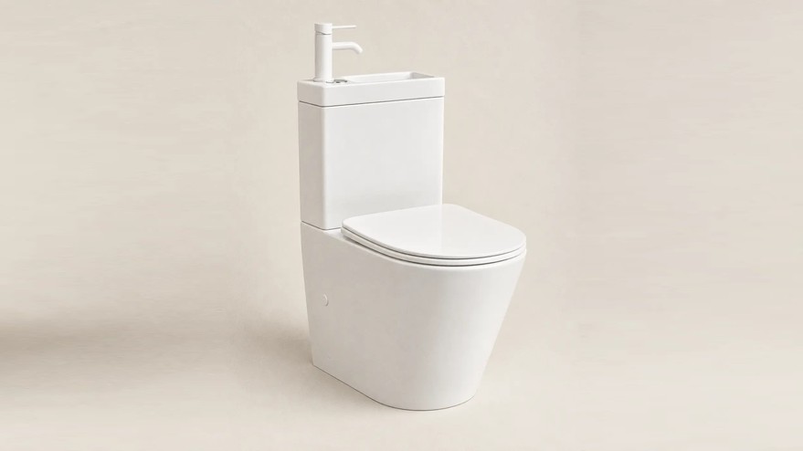  Wc au sol avec lave main intégré et vidage, Blanc mat,  Intégral 2 