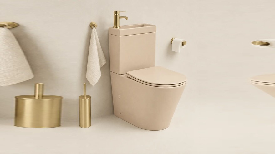  Wc au sol avec lave main intégré et vidage, Beige mat,  Intégral 2  