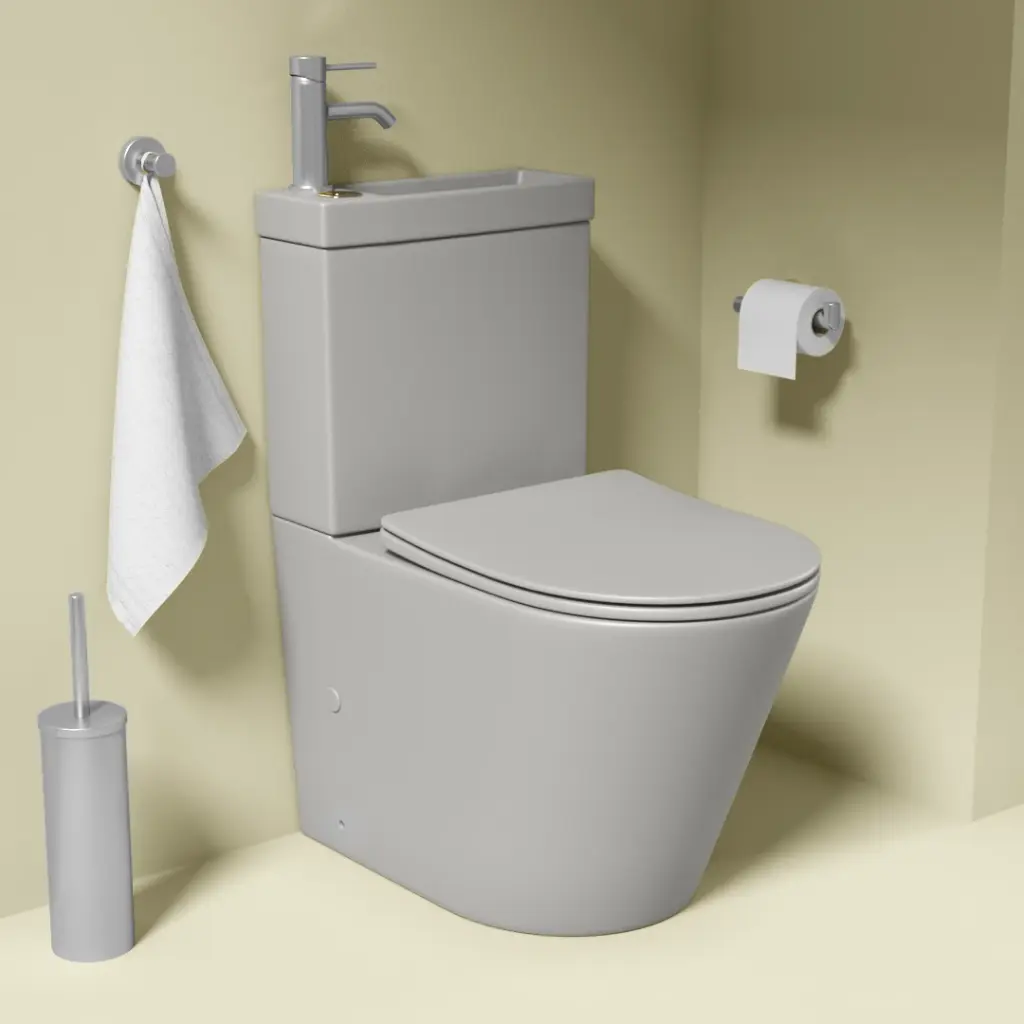  Wc au sol avec lave main intégré et vidage, Gris mat,  Intégral 2   