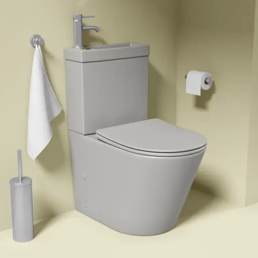  Wc au sol avec lave main intégré et vidage, Gris mat,  Intégral 2   