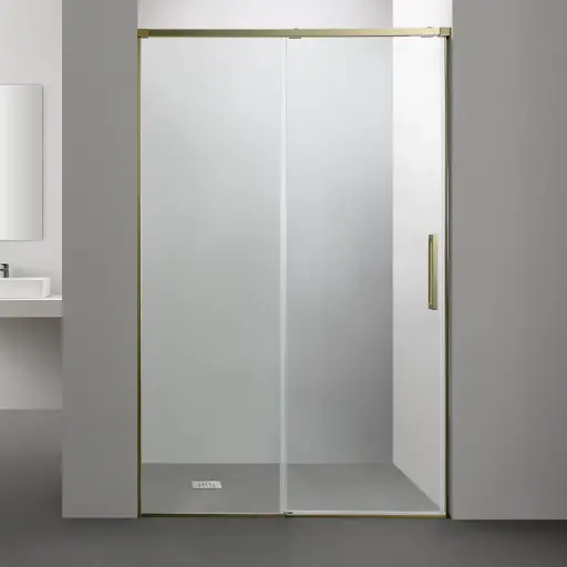 Porte de douche coulissante, softclose, 95 à 180 cm, Doré brossé, Porta