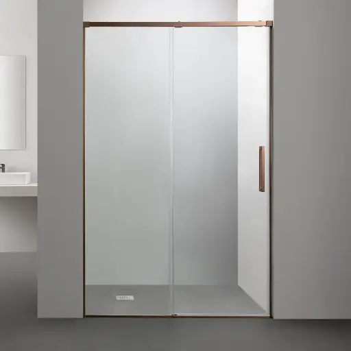 Porte de douche coulissante, softclose, 95 à 180cm, Doré Rose brossé, Porta