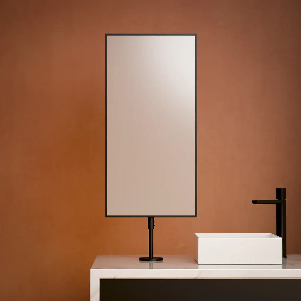 Miroir fixation sur plan 40x80 avec tube réglable 60cm, noir mat, Chatelet