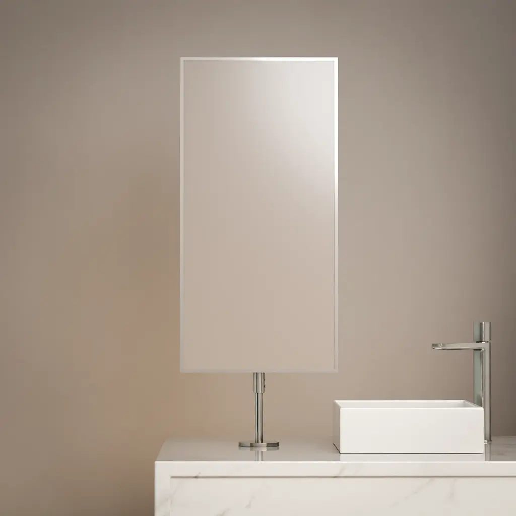 Miroir fixation sur plan 40x80 avec tube réglable 60cm, chrome, Chatelet