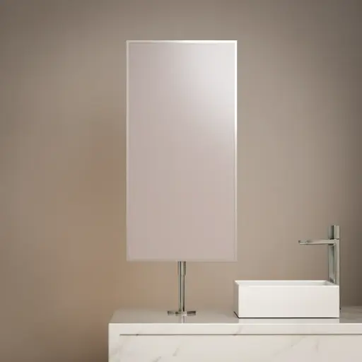 Miroir fixation sur plan 40x80 avec tube réglable 60cm, chrome, Chatelet
