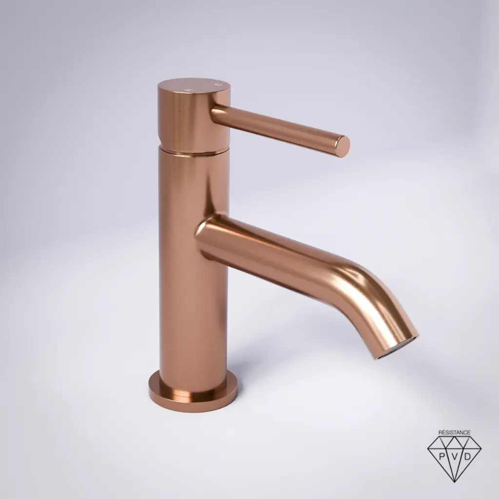 Robinet mitigeur lave-mains 30mm, Doré rose brossé, Châtelet 
