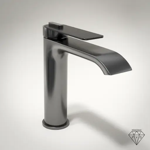 Robinet mitigeur lavabo, gun métal, Carbone 