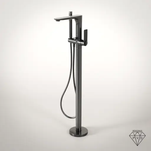 Robinet mitigeur bain au sol, gun métal, Carbone   