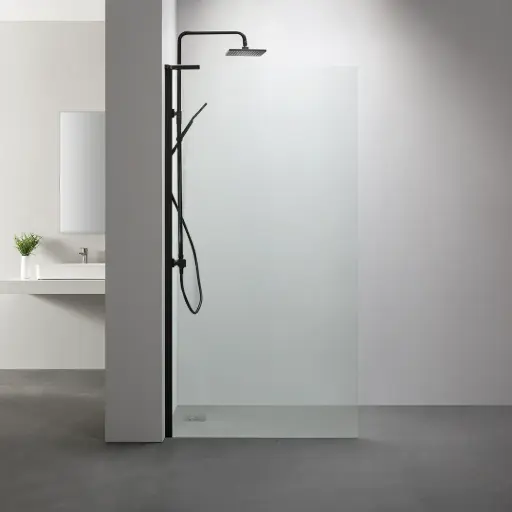 Paroi de douche fixe 60 à 160 cm, profilé noir mat, Nauta