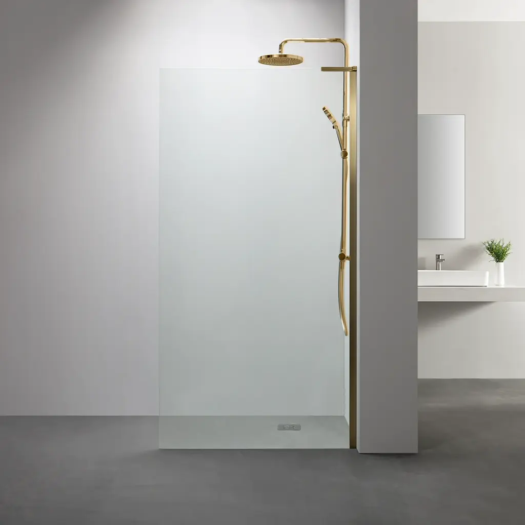 Paroi de douche fixe, profilé doré brossé, Nauta