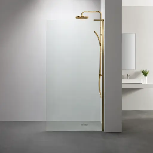 Paroi de douche fixe 60 à 160 cm, profilé doré brossé, Nauta