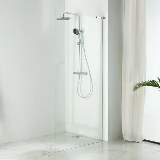 Paroi de douche fixe 60 à 160 cm, profilé chromé, Nauta