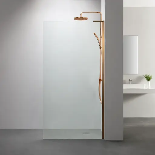 Paroi de douche fixe 60 à 160 cm, profilé doré rose brossé, Nauta