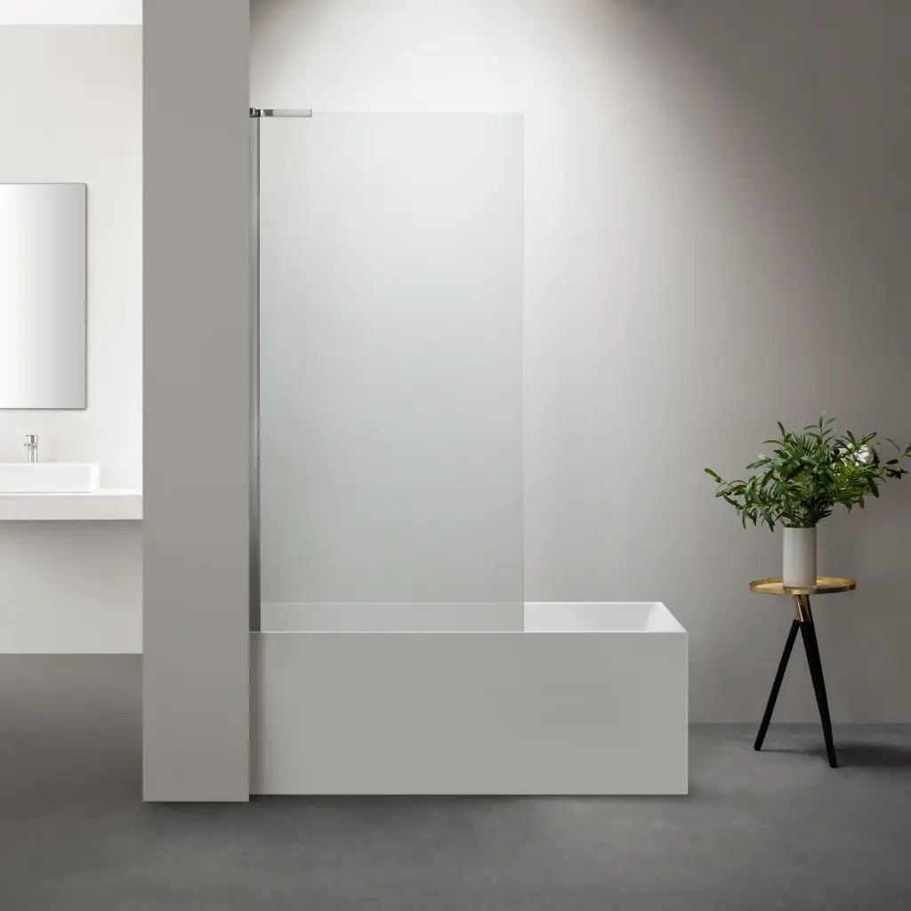 Pare bain fixe 80 cm, verre transparent, profilé chromé, Nauta