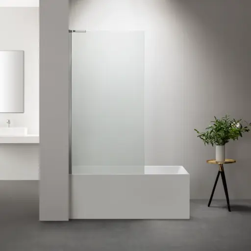 Pare bain fixe 80 cm, verre transparent, profilé chromé, Nauta