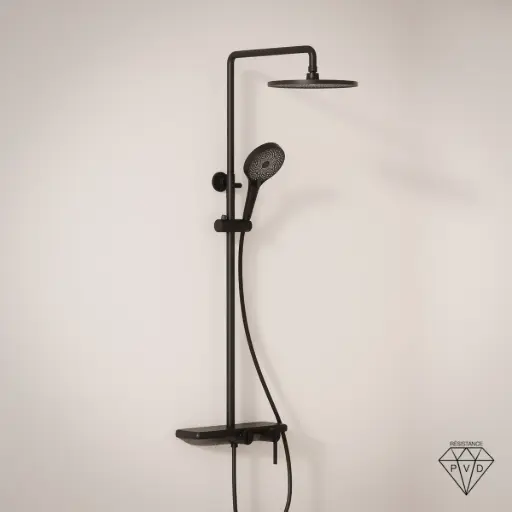 Colonne de douche ou bain douche, avec mitigeur mécanique, 3 voies, Noir brossé, Rivoli 