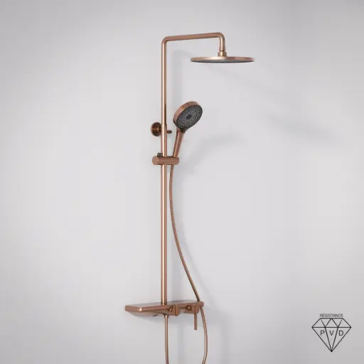 Colonne de douche ou bain douche, avec mitigeur mécanique, 3 voies, Doré Rose brossé, Rivoli  