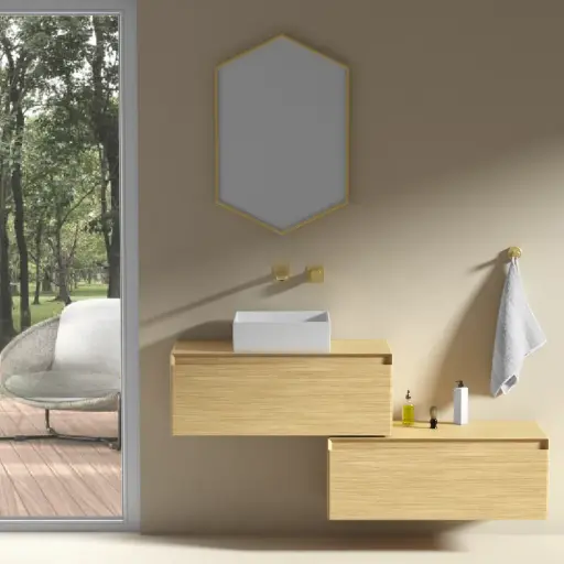 Meuble vasque et/ou Meuble de rangement indépendant, 80x40 cm, bois chêne, Aurélien 