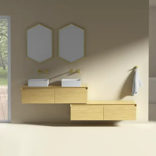 Meuble vasque et/ou Meuble de rangement indépendant, 120x40 cm, chêne clair, Aurélien    