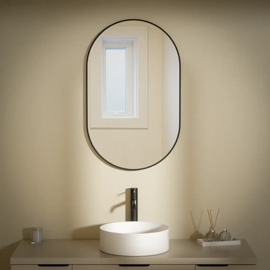 Miroir 50x80, bord fin noir mat, Oblong  