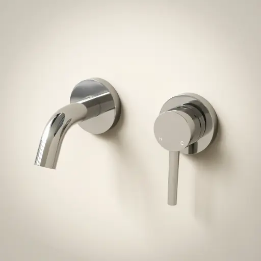 Mitigeur lave main mural chromé, bec 10 cm, Châtelet III 