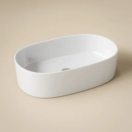 Vasque céramique 55x35x14, blanc brillant, Oblongue