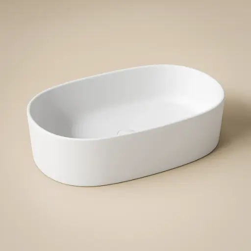 Vasque céramique 55x35x14, blanc mat, Oblongue 