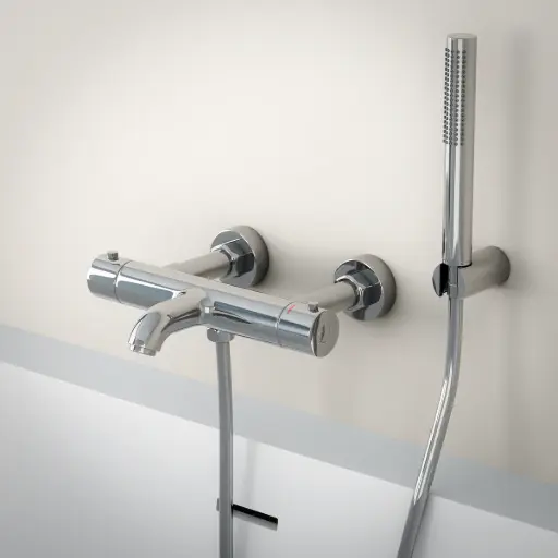 Mitigeur thermostatique bain-douche, chromé, avec prolongateurs 60mm, Châtelet      