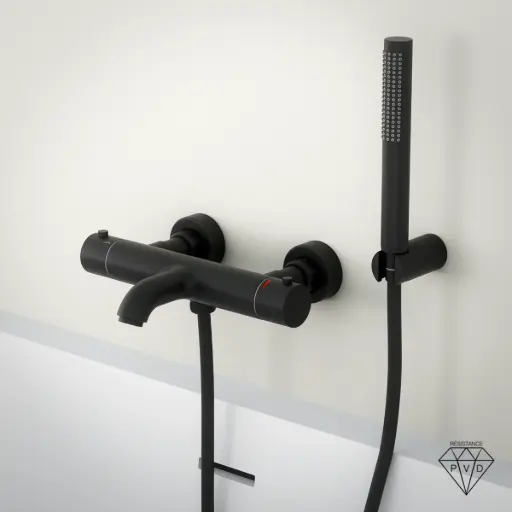 Mitigeur thermostatique bain-douche, noir brossé, avec prolongateurs 30mm, Châtelet    