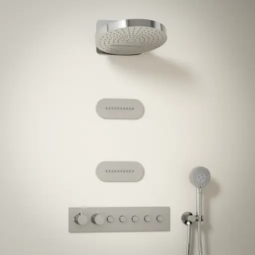 Douche thermostatique, ciel de douche ronde et buses, chromé Châtelet