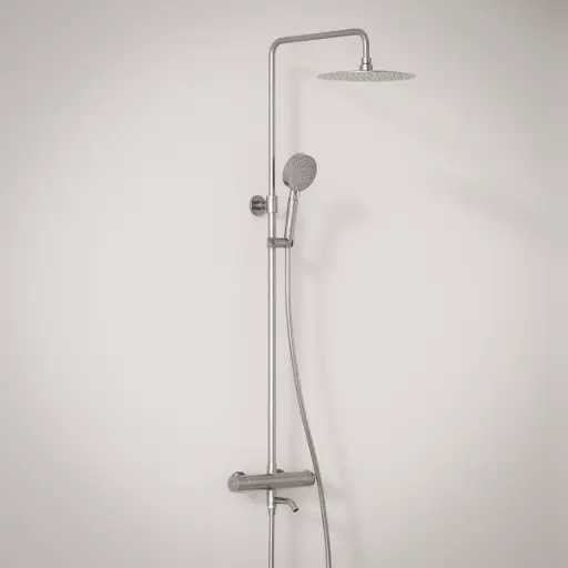 Colonne bain douche thermostatique, douchette multifonction, inox brossé, Châtelet