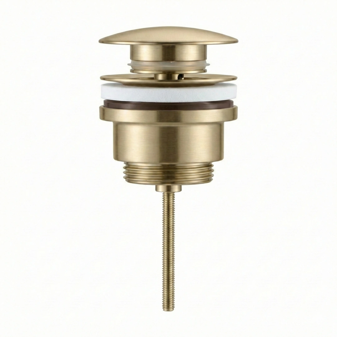 Bonde lavabo clic-clac ou fixe universelle en inox finition doré brossé 