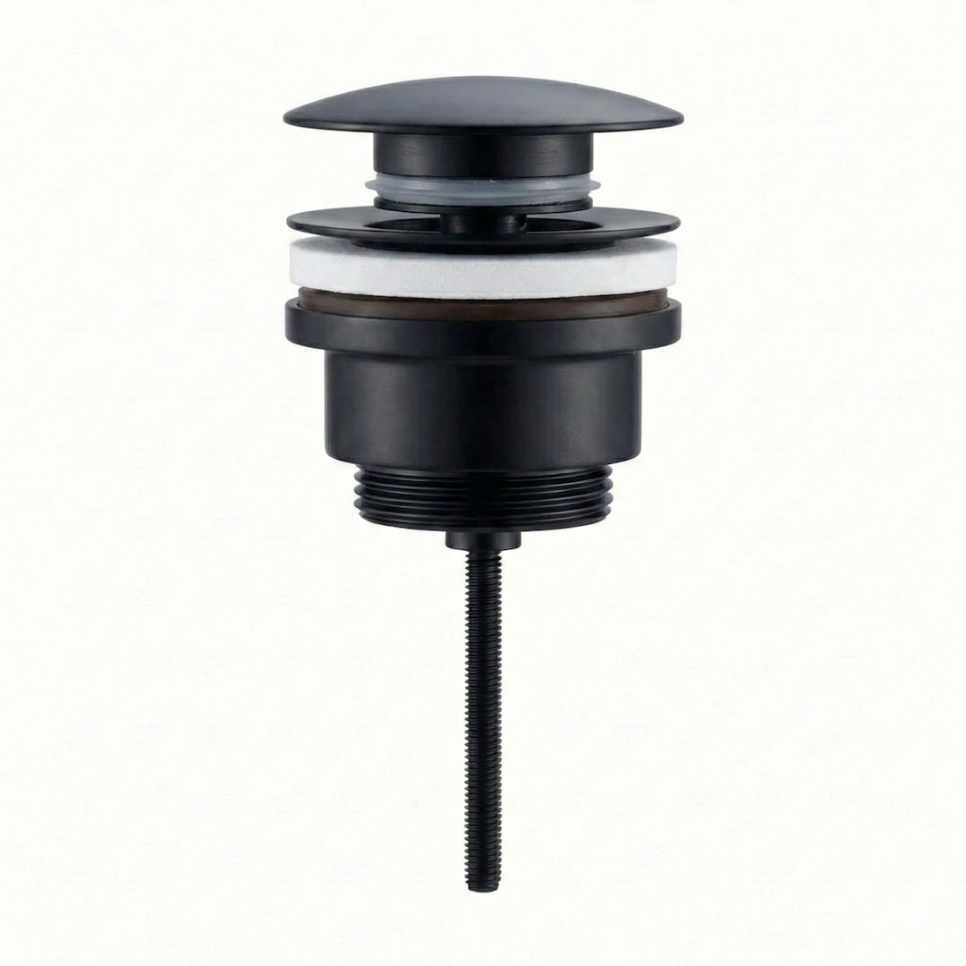 Bonde lavabo clic-clac ou fixe universelle en inox finition noir mat