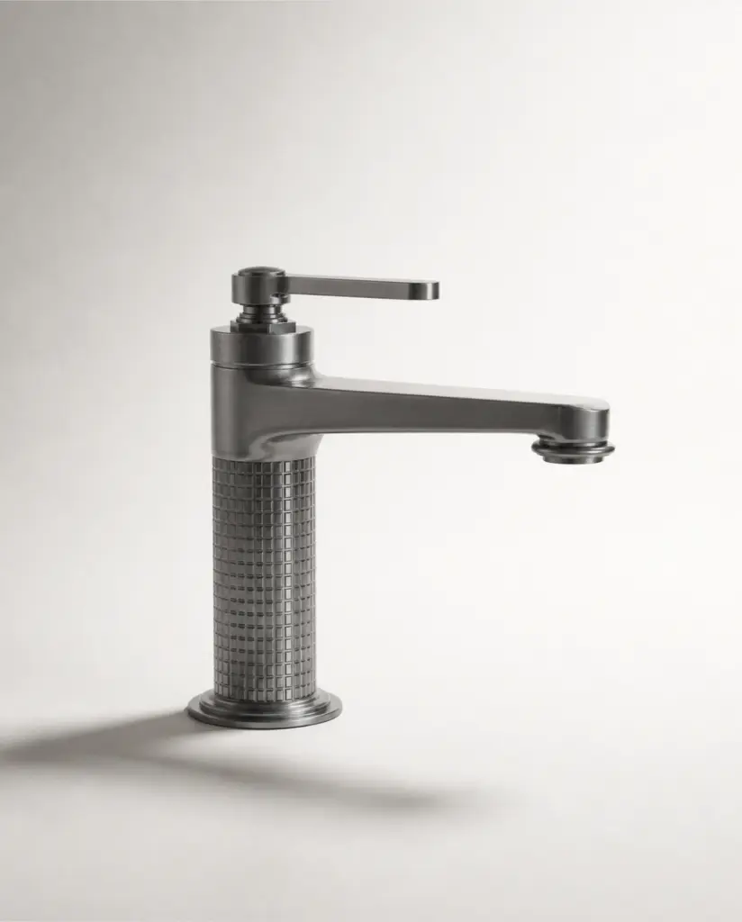 Mitigeur lavabo cannelé, gun métal, César 1   