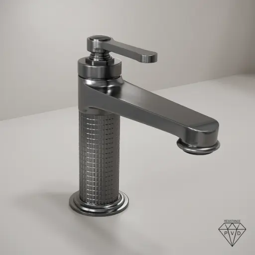 Mitigeur lavabo cannelé, gun métal, César 1   