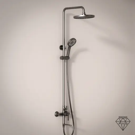 Colonne de douche et bain douche cannelée, gun métal, César 1  