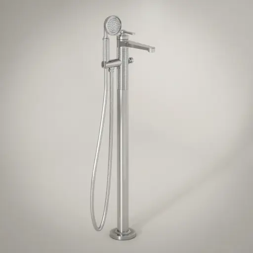 Robinet mitigeur de baignoire sur pied cannelé, Chrome, César 1 