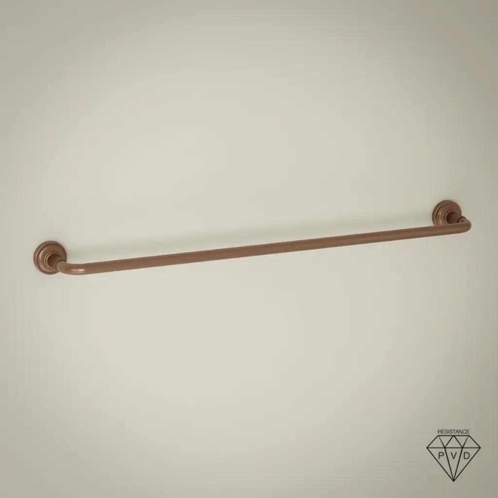 Barre porte serviette cannelée, doré rose brossé, César 1     
