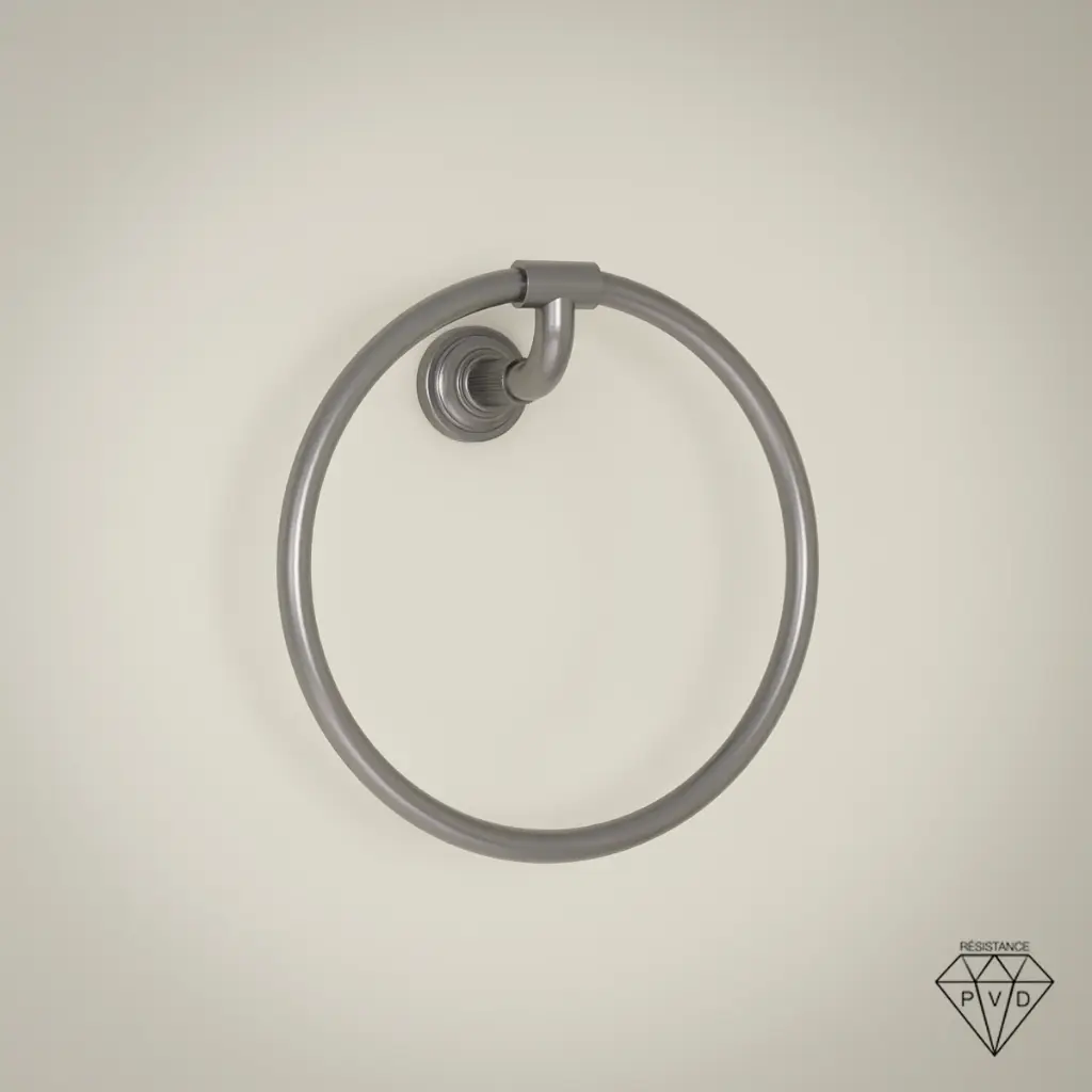 Anneau porte serviette cannelé, gun métal, César 1      
