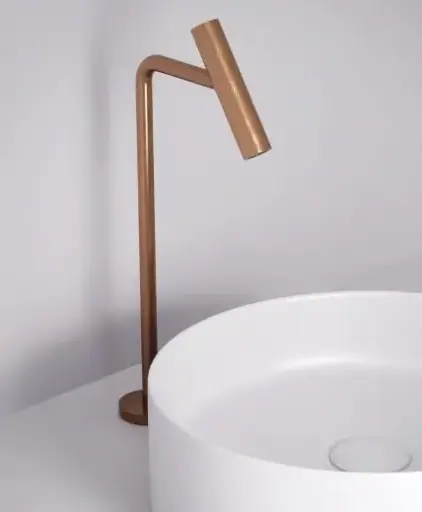 Mitigeur lavabo 2 trous, hauteur surélevée, doré rose brossé, Honfleur 1   