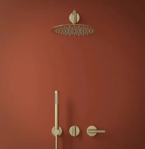 Set de douche encastré complet, Doré brossé, Honfleur 1 