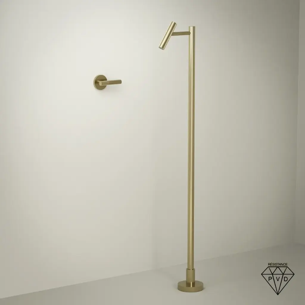 Set mitigeur lavabo encastré avec bec au sol, doré brossé, Honfleur 1 