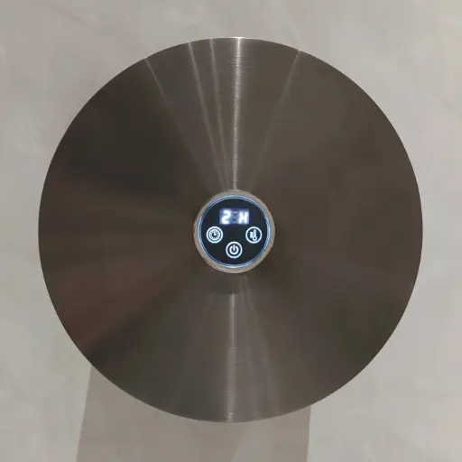 Sèche serviette électrique rond, diamètre 21cm, Gun métal brossé, Disc 