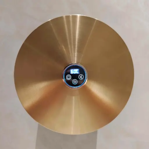 Sèche serviette électrique rond, diamètre 21cm, doré brossé, Disc  