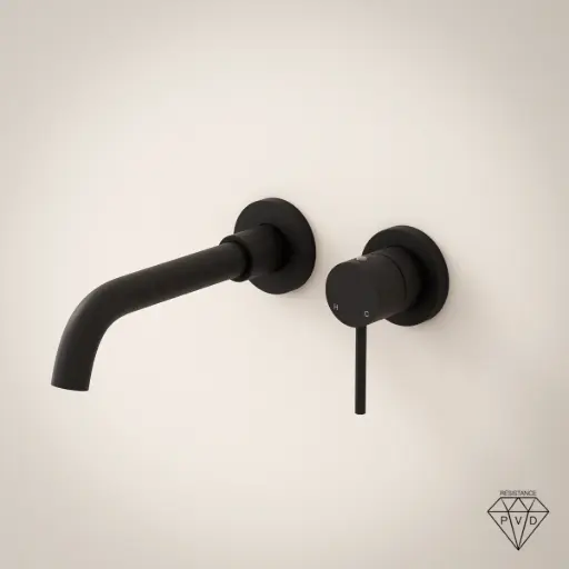 Robinet mitigeur lavabo mural encastré noir brossé, Châtelet 