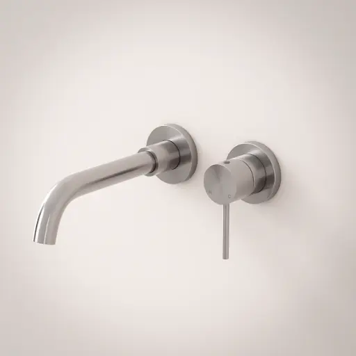 Robinet mitigeur lavabo mural, inox brossé, Châtelet