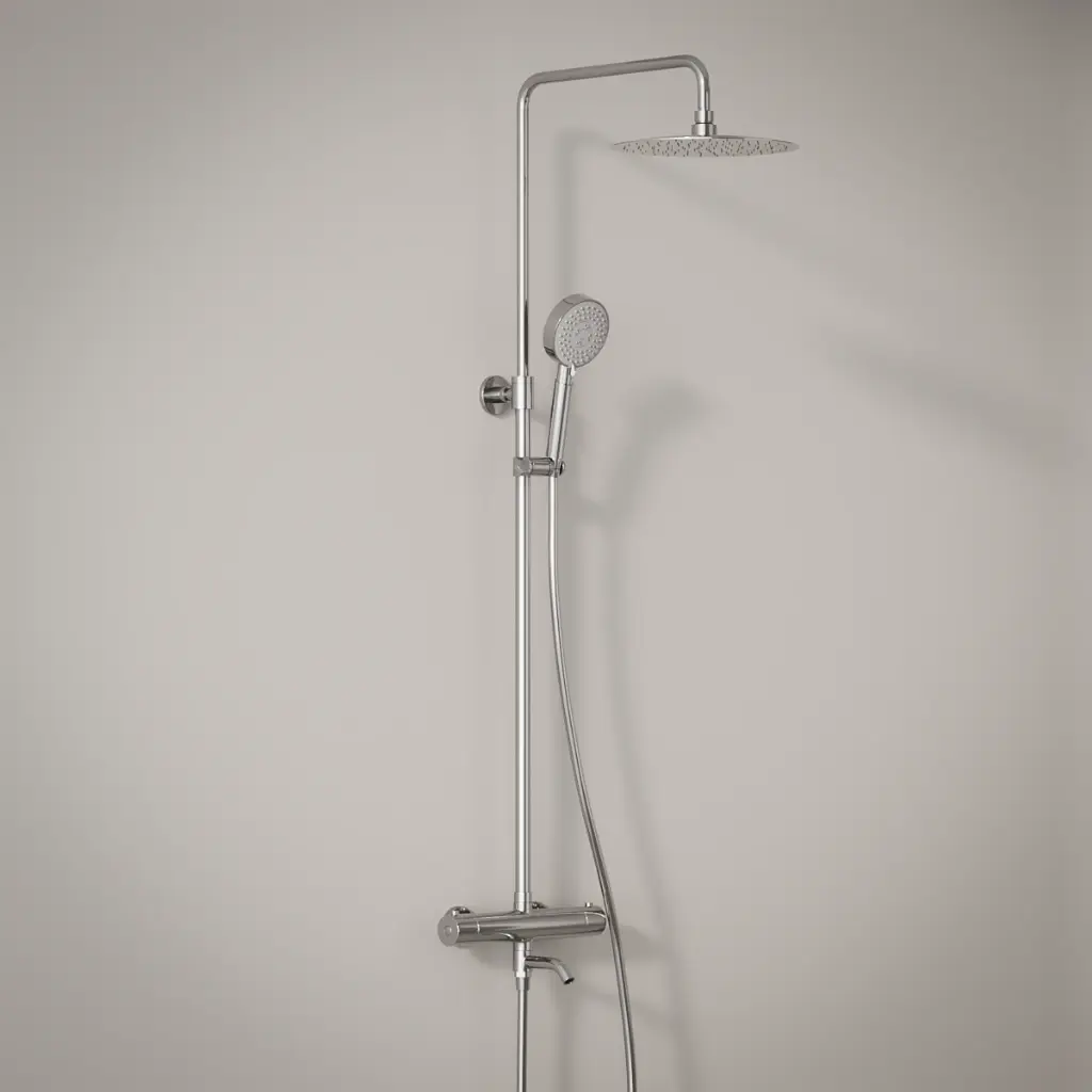 Colonne bain-douche avec mitigeur thermostatique, slim, chrome, Châtelet III