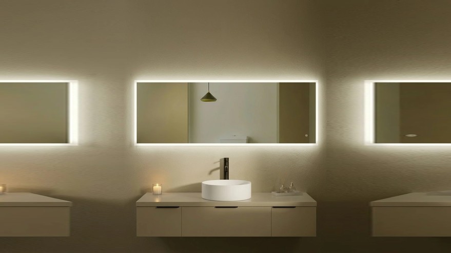 Miroir 160x60cm horizontal ou vertical, éclairage frontal et rétroéclairage, Sofia