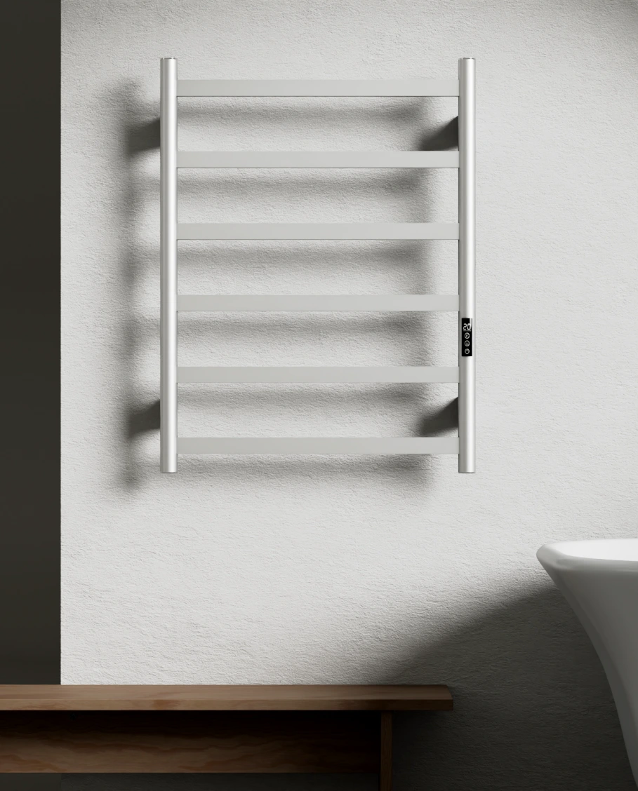 Sèche serviette 57.3x75.4x9.3cm, 140W, inox brossé, Scala  